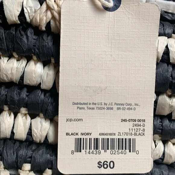 St. John’s Bay Straw Woven Tote Bag Black, Ivory, Natural NWT - Picture 11 of 14